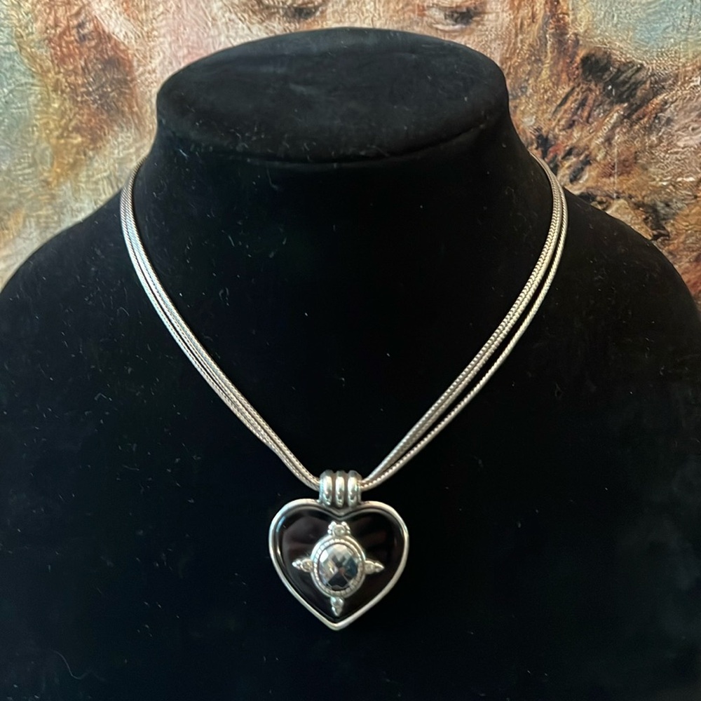 Brighton Choker Necklace Silver Tone Faceted Crystals